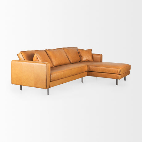 D'Arcy 111"L x 70"D x 33"H Tan Leather Right Chaise Sectional from Mercana - Luna Furniture