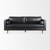Svend 88.0L x 38.0W x 34.0H Black Leather Sofa from Mercana - Luna Furniture