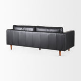 Svend 88.0L x 38.0W x 34.0H Black Leather Sofa from Mercana - Luna Furniture