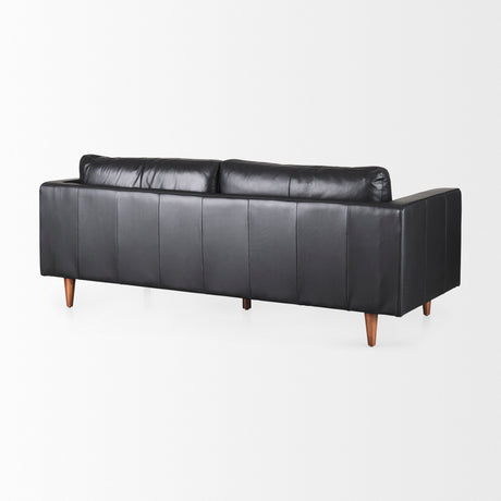 Svend 88.0L x 38.0W x 34.0H Black Leather Sofa from Mercana - Luna Furniture