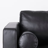 Svend 88.0L x 38.0W x 34.0H Black Leather Sofa from Mercana - Luna Furniture