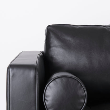 Svend 88.0L x 38.0W x 34.0H Black Leather Sofa from Mercana - Luna Furniture