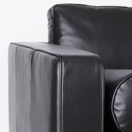 Svend 88.0L x 38.0W x 34.0H Black Leather Sofa from Mercana - Luna Furniture
