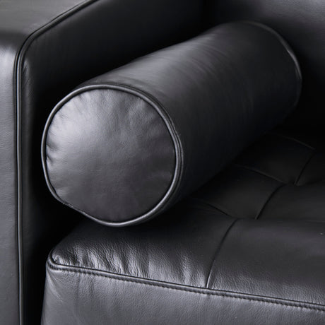 Svend 88.0L x 38.0W x 34.0H Black Leather Sofa from Mercana - Luna Furniture