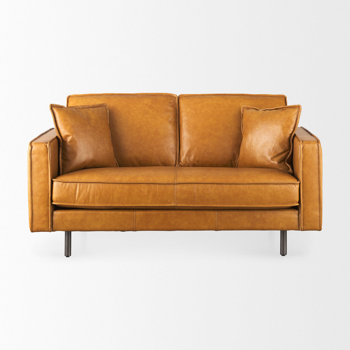 D'Arcy 65.0L x 37.0W x 34.0H Tan Leather Love Seat from Mercana - Luna Furniture