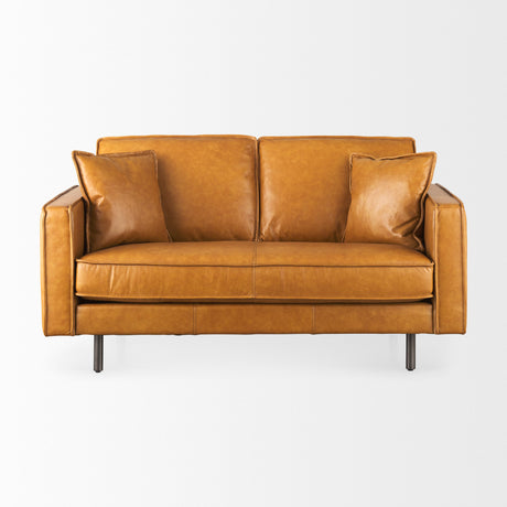 D'Arcy 65.0L x 37.0W x 34.0H Tan Leather Love Seat from Mercana - Luna Furniture
