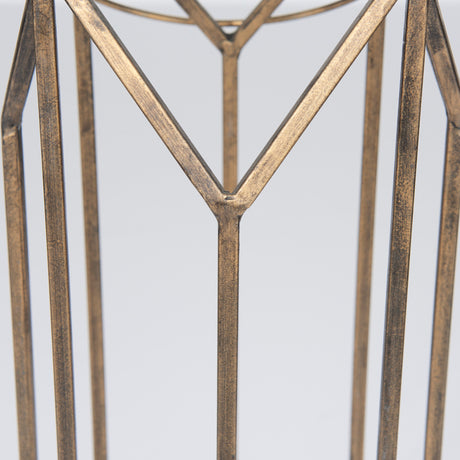 Ivy Small Gold Metal Geometric Cage Candle Holder Lantern from Mercana - Luna Furniture