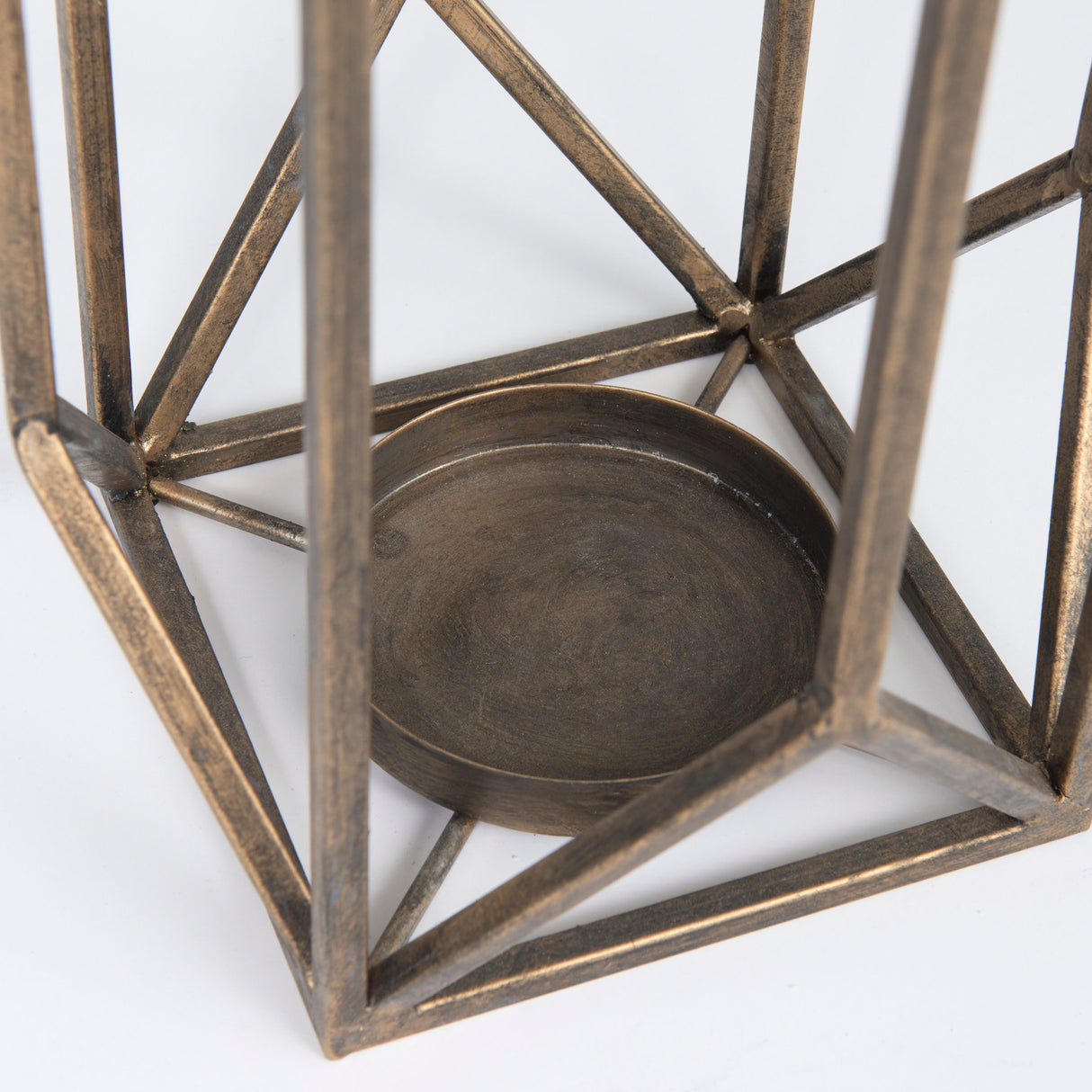 Ivy Small Gold Metal Geometric Cage Candle Holder Lantern from Mercana - Luna Furniture
