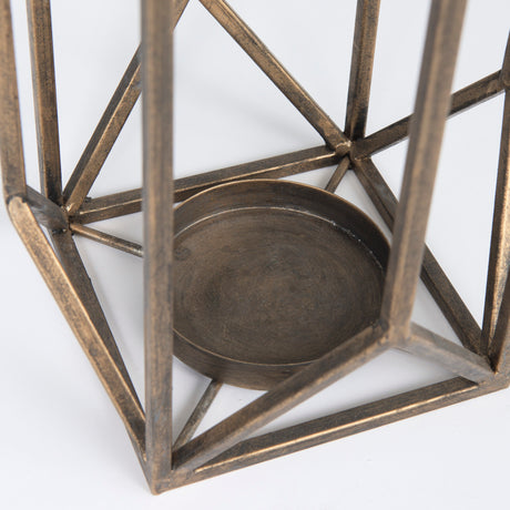Ivy Small Gold Metal Geometric Cage Candle Holder Lantern from Mercana - Luna Furniture