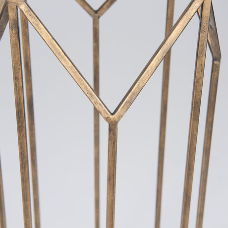 Ivy Large Gold Metal Geometric Cage Candle Holder Lantern from Mercana - Luna Furniture