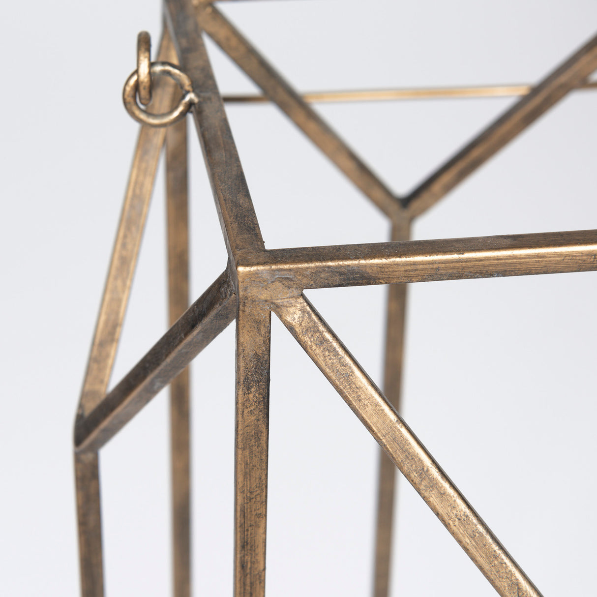 Ivy Large Gold Metal Geometric Cage Candle Holder Lantern from Mercana - Luna Furniture