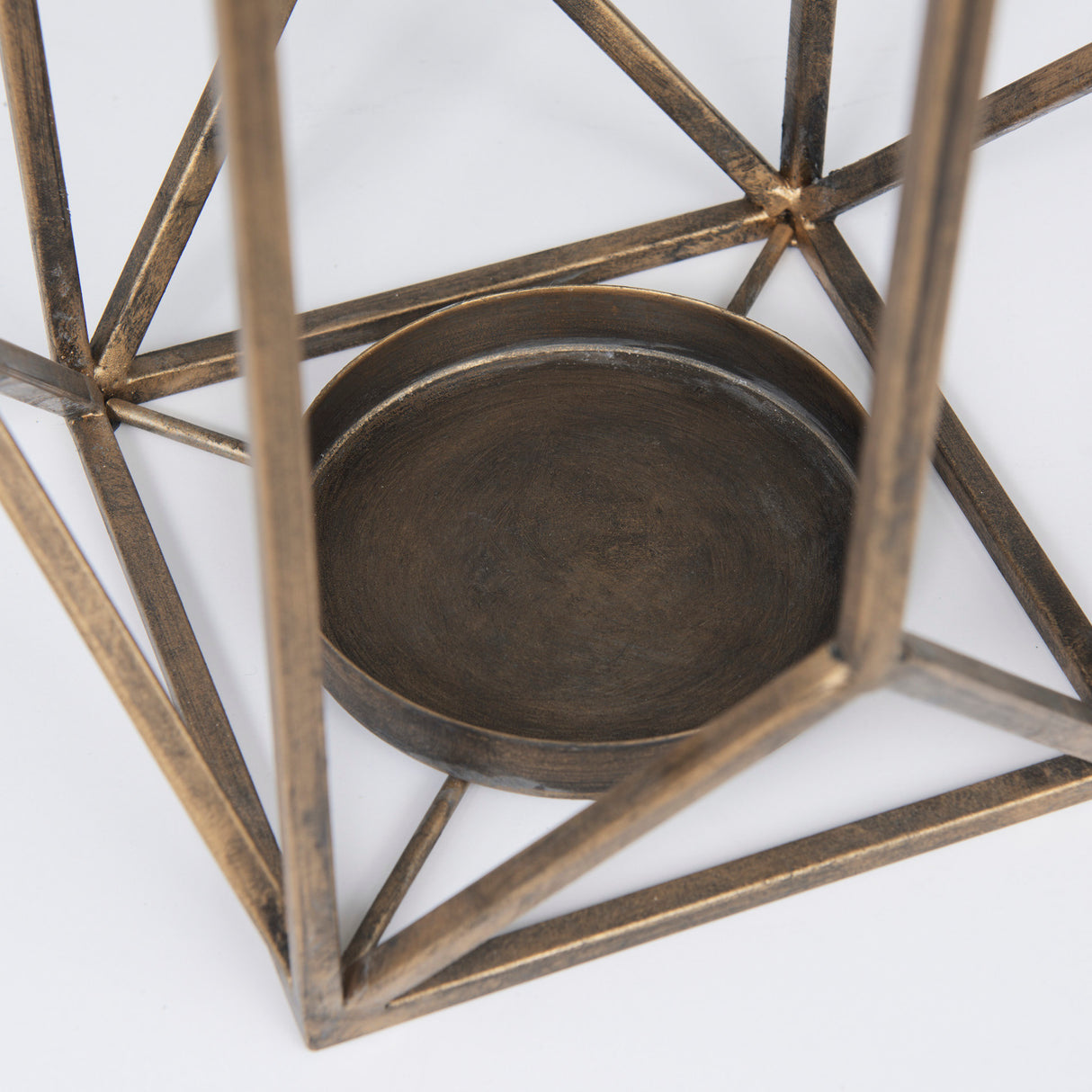 Ivy Large Gold Metal Geometric Cage Candle Holder Lantern from Mercana - Luna Furniture