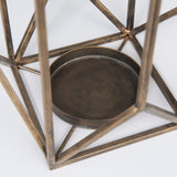 Ivy Large Gold Metal Geometric Cage Candle Holder Lantern from Mercana - Luna Furniture