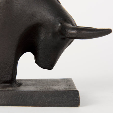 Tauro III (Set of 2) 10L x 5W Black Cast Aluminum Raging Bull Bookends from Mercana - Luna Furniture