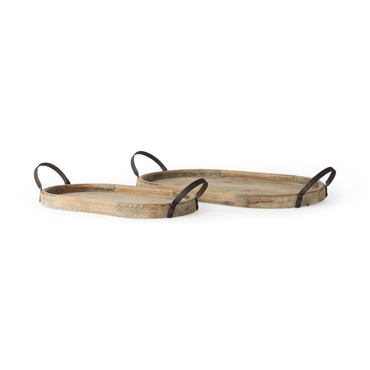 Alina 27.8L x 13.6W x 3.9H Set of Two Light Brown Wood Trays from Mercana - Luna Furniture