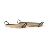 Alina 27.8L x 13.6W x 3.9H Set of Two Light Brown Wood Trays from Mercana - Luna Furniture