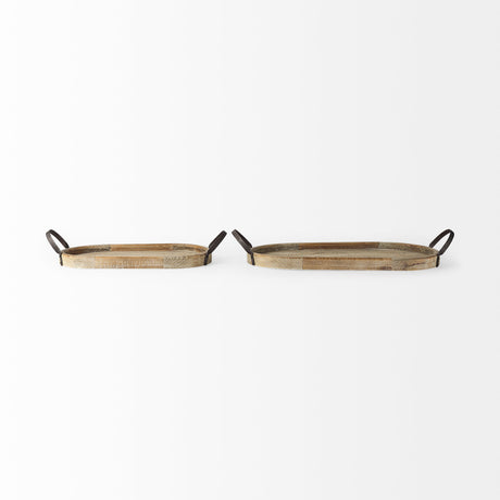 Alina 27.8L x 13.6W x 3.9H Set of Two Light Brown Wood Trays from Mercana - Luna Furniture