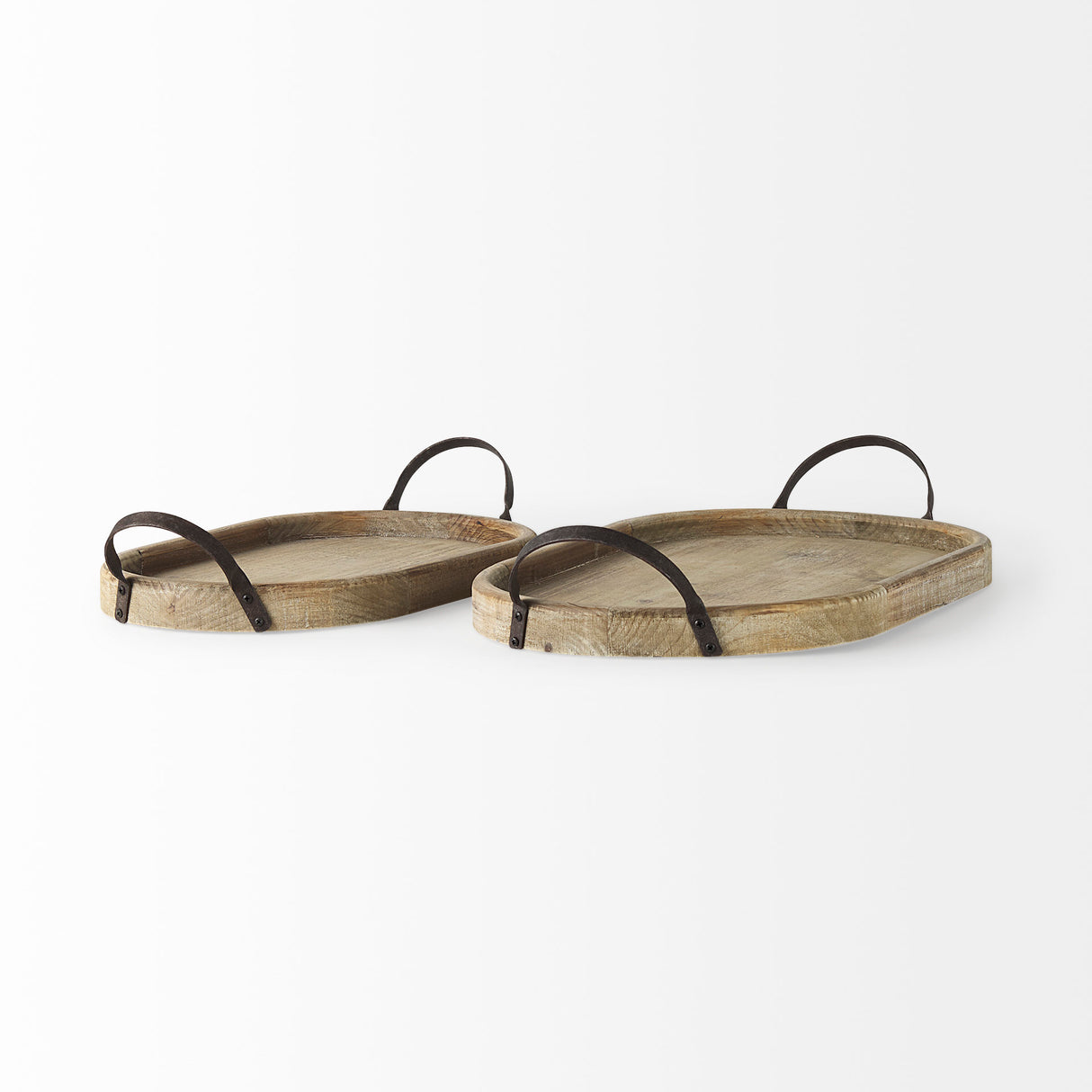 Alina 27.8L x 13.6W x 3.9H Set of Two Light Brown Wood Trays from Mercana - Luna Furniture