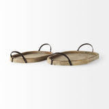 Alina 27.8L x 13.6W x 3.9H Set of Two Light Brown Wood Trays from Mercana - Luna Furniture