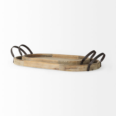 Alina 27.8L x 13.6W x 3.9H Set of Two Light Brown Wood Trays from Mercana - Luna Furniture