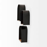 Finley Set of 3 Black Metal W/Wood Wall Shelves from Mercana - Luna Furniture