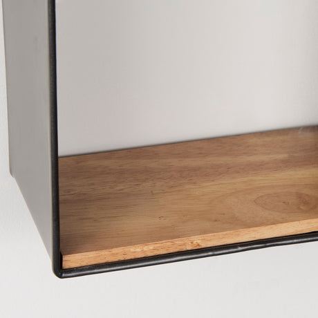 Finley Set of 3 Black Metal W/Wood Wall Shelves from Mercana - Luna Furniture