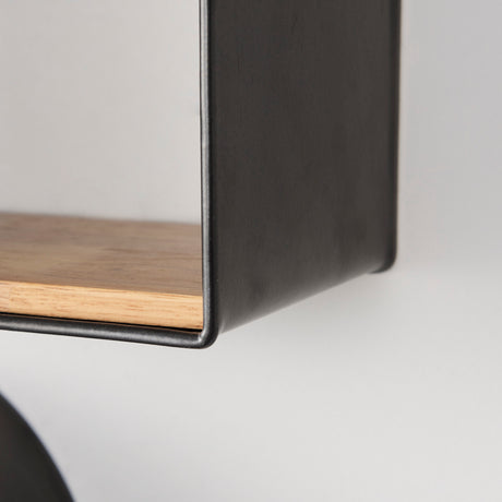 Finley Set of 3 Black Metal W/Wood Wall Shelves from Mercana - Luna Furniture