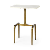 Preston 17.3L x 11.3W x 22.8H White Marble Top W/Gold Metal Accent Table from Mercana - Luna Furniture