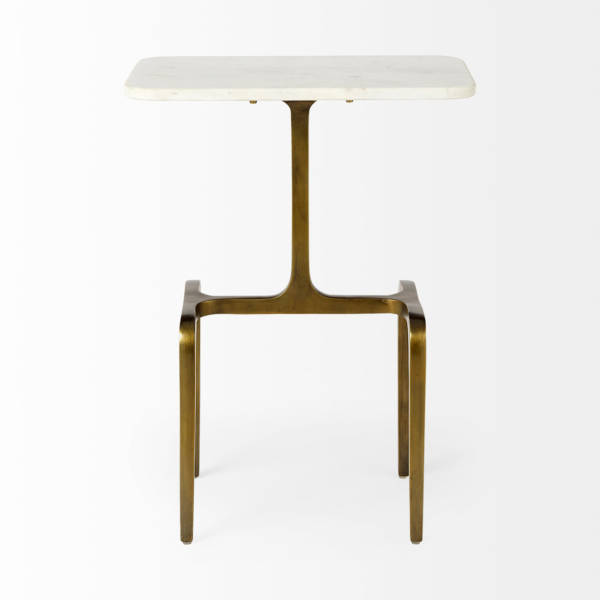 Preston 17.3L x 11.3W x 22.8H White Marble Top W/Gold Metal Accent Table from Mercana - Luna Furniture