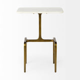 Preston 17.3L x 11.3W x 22.8H White Marble Top W/Gold Metal Accent Table from Mercana - Luna Furniture