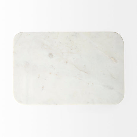 Preston 17.3L x 11.3W x 22.8H White Marble Top W/Gold Metal Accent Table from Mercana - Luna Furniture