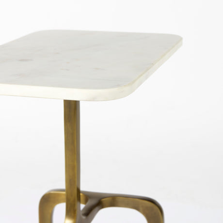 Preston 17.3L x 11.3W x 22.8H White Marble Top W/Gold Metal Accent Table from Mercana - Luna Furniture