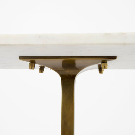 Preston 17.3L x 11.3W x 22.8H White Marble Top W/Gold Metal Accent Table from Mercana - Luna Furniture