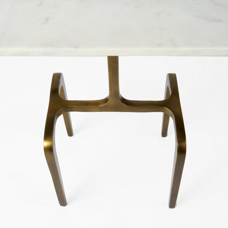 Preston 17.3L x 11.3W x 22.8H White Marble Top W/Gold Metal Accent Table from Mercana - Luna Furniture