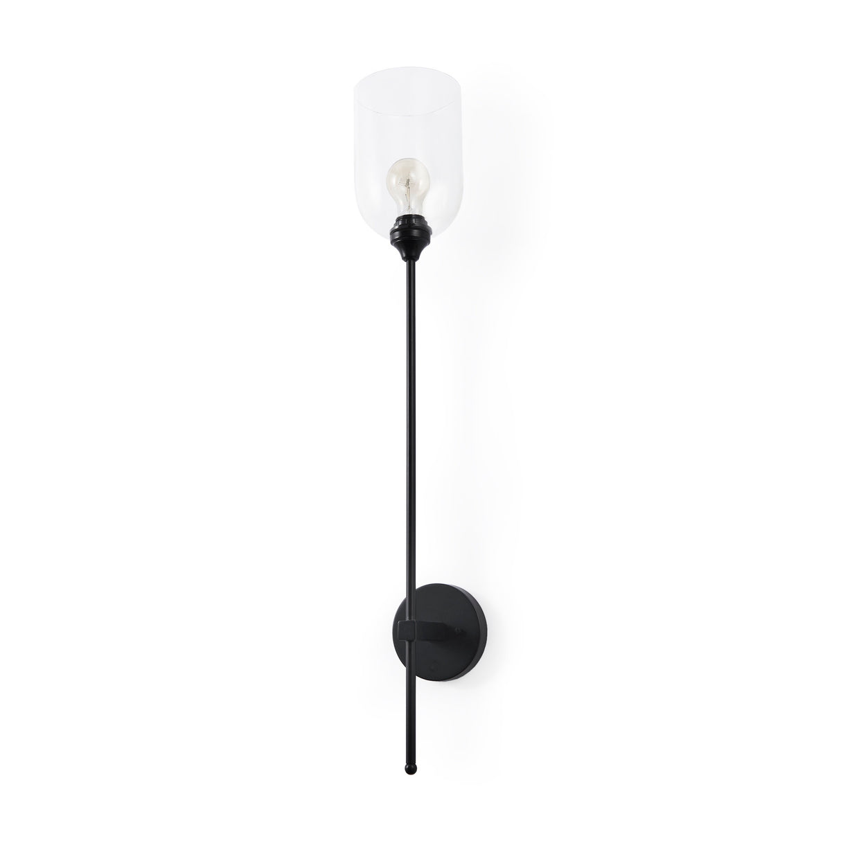 Clyde 6.0L x 8.0W x 37.0H Matte Black W/Glass Round Wall Sconce from Mercana - Luna Furniture