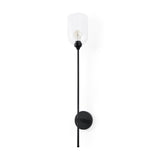 Clyde 6.0L x 8.0W x 37.0H Matte Black W/Glass Round Wall Sconce from Mercana - Luna Furniture