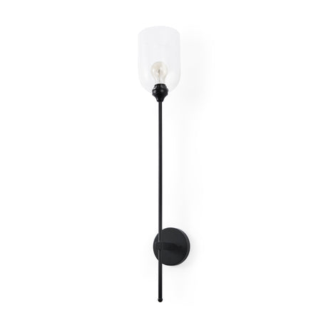 Clyde 6.0L x 8.0W x 37.0H Matte Black W/Glass Round Wall Sconce from Mercana - Luna Furniture
