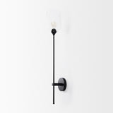 Clyde 6.0L x 8.0W x 37.0H Matte Black W/Glass Round Wall Sconce from Mercana - Luna Furniture