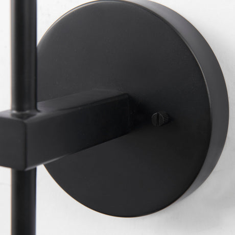 Clyde 6.0L x 8.0W x 37.0H Matte Black W/Glass Round Wall Sconce from Mercana - Luna Furniture
