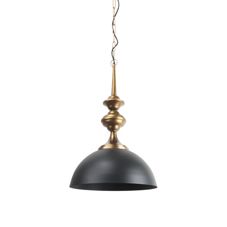 Willson 17.0L x 17.0W x 29.0H Black Iron W/Antique Brass Dome Pendant Light from Mercana - Luna Furniture