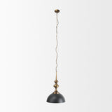 Willson 17.0L x 17.0W x 29.0H Black Iron W/Antique Brass Dome Pendant Light from Mercana - Luna Furniture
