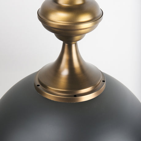 Willson 17.0L x 17.0W x 29.0H Black Iron W/Antique Brass Dome Pendant Light from Mercana - Luna Furniture