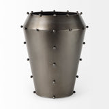 Elio 12.2H Large Gun Metal Gray Metal W/Studs Vase from Mercana - Luna Furniture