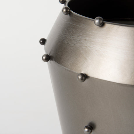 Elio 12.2H Large Gun Metal Gray Metal W/Studs Vase from Mercana - Luna Furniture