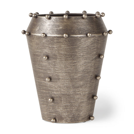 Elio 9.1H Small Champagne Metal W/Studs Vase from Mercana - Luna Furniture