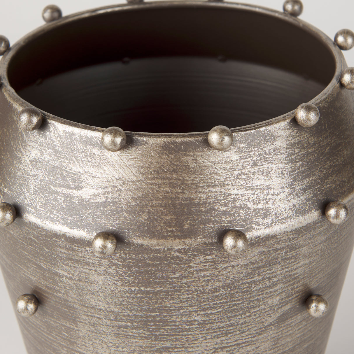 Elio 9.1H Small Champagne Metal W/Studs Vase from Mercana - Luna Furniture