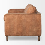 Loretta 88.0L x 36.2W x 33.9H Cognac Brown Faux Leather Three Seater Sofa with Two Bolster Cushions from Mercana - Luna Furniture