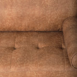 Loretta 88.0L x 36.2W x 33.9H Cognac Brown Faux Leather Three Seater Sofa with Two Bolster Cushions from Mercana - Luna Furniture