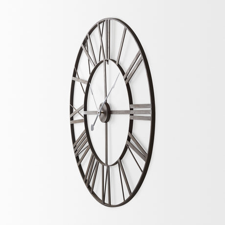 Pender 40.0L x 2.4W x 40.0H Black Iron Round Wall Clock from Mercana - Luna Furniture