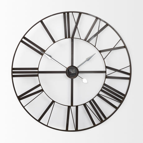 Pender 40.0L x 2.4W x 40.0H Black Iron Round Wall Clock from Mercana - Luna Furniture
